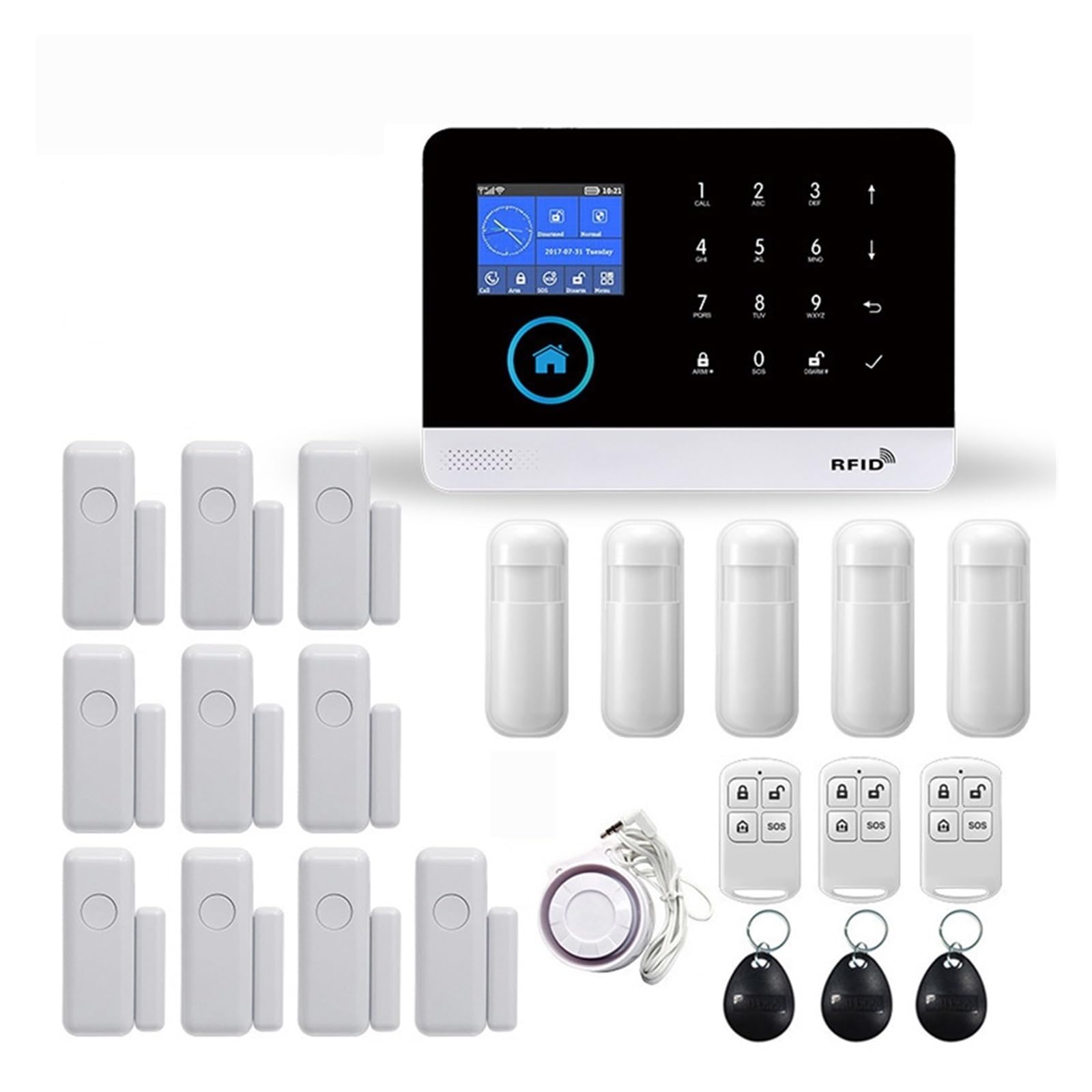 Di Allarme Sicurezza Domestica WIFI GSM Con Tastiera Wireless E Sensore Movimento Antifurto TUYA APP Telecomando Smart Kit Monitoraggio Remoto(L)