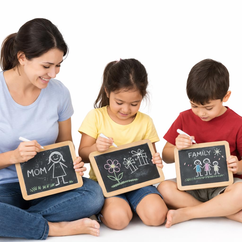 YAJNAS Black Board for Kids | Wood - Double Sided Blackboard Slate | Pre-Writing Toys | Educational Kids Toys | Heavy Duty Slate Chalk Boards with Frame 9x11 Inch (23x28 cm) 3