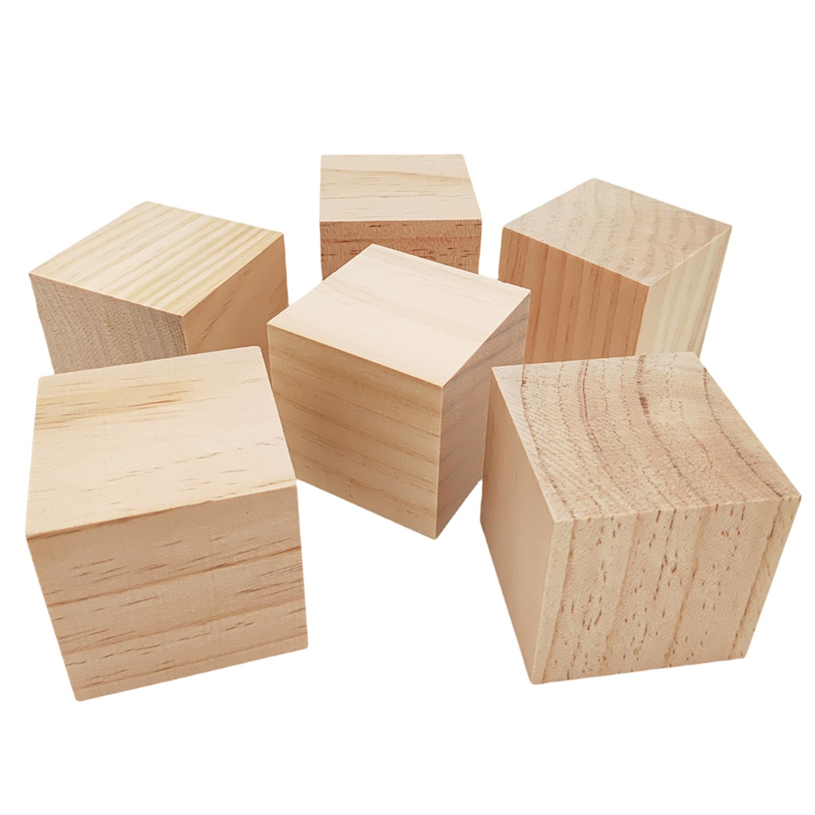 8 Cubes En Bois De Pin 7x7x7 Cm - Blocs Naturels Pour Bricolage, Sculpture, Peinture - Idéal Travaux Manuels, Projets DIY