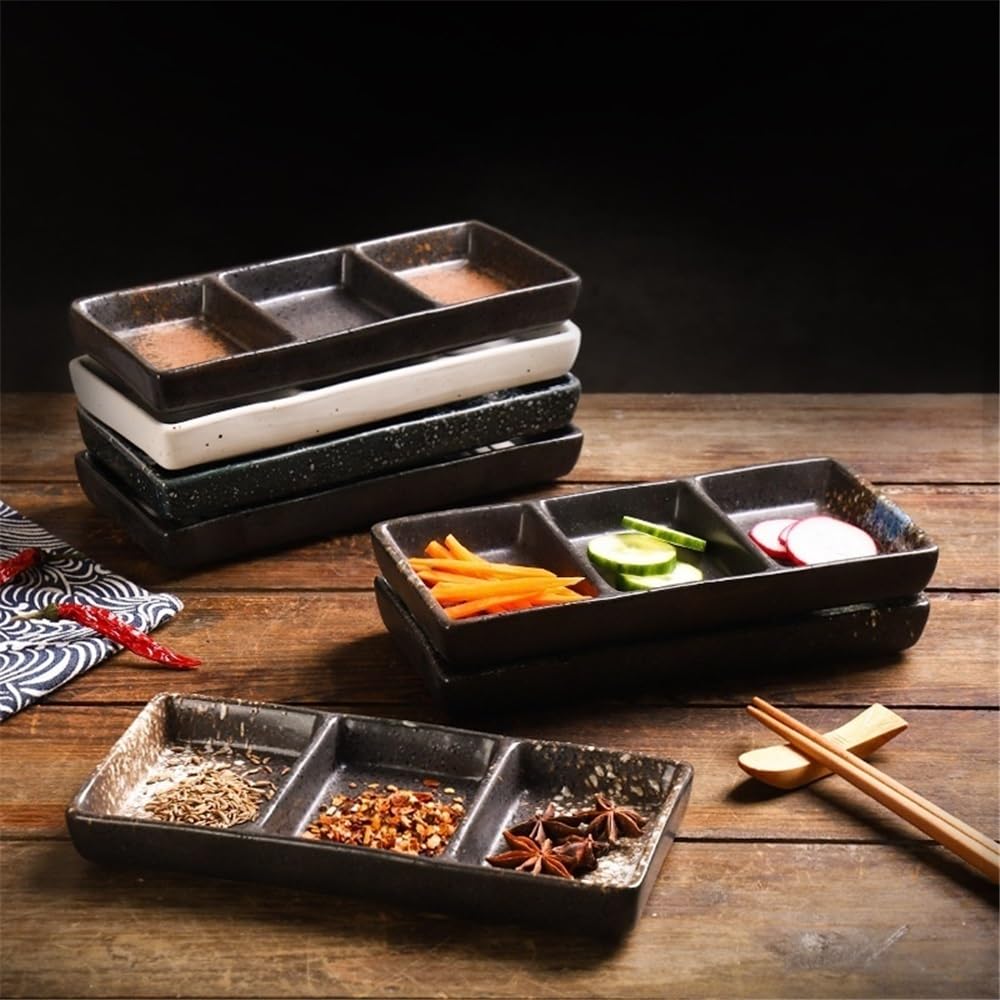 Ciotole Aperitivo Vassoi for antipasti, Piatti for Snack, Ciotole for Salse in Ceramica, rettangolari con divisori for Ciotoline per Aperitivo