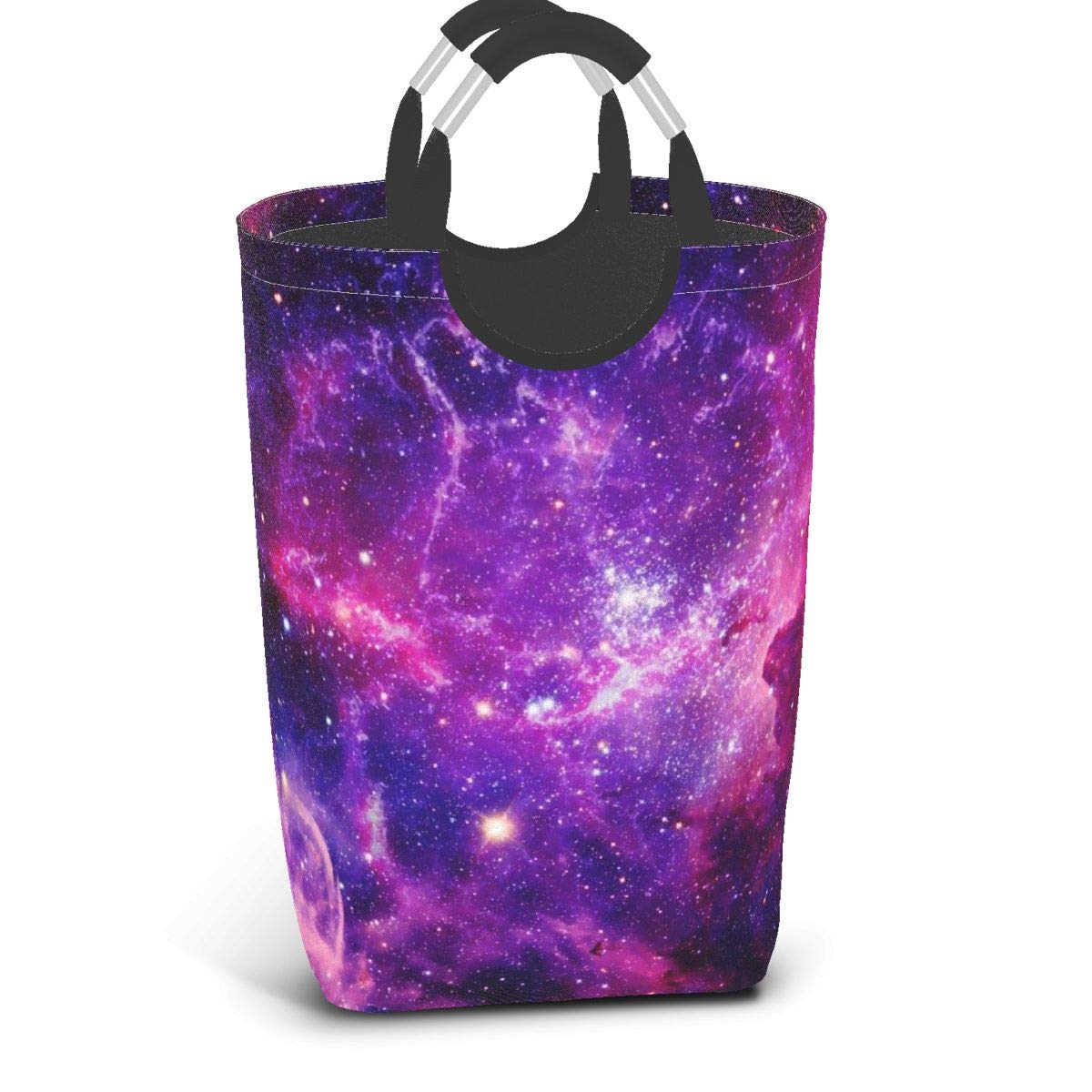 Bursting Galaxy Canvas Laundry Hamper Large Collapsible Purple Abstract Space Laundry Basket with Handles Foldable Bathroom Storage Clothes Basket for Home College Dorm Bathroom