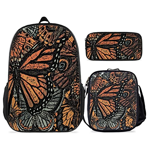 Butterfly Backpack, Butterfly Backpack For Girls 3 Pcs For Teens, Boys And Girls Butterfly Bookbag, Butterfly Insulated Lunch Bag And Butterfly Pencil Case Perfect For School And Everyday Use. #TOP24