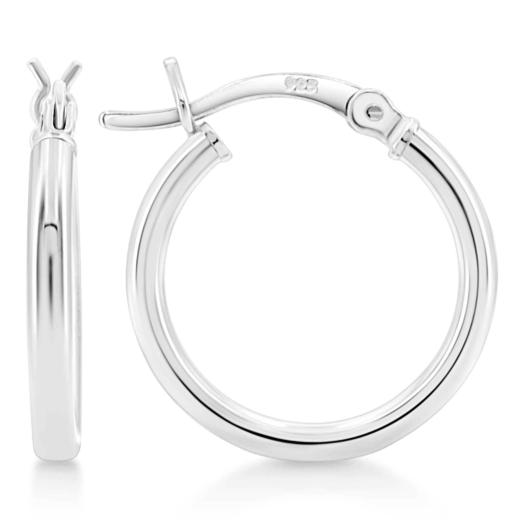 KEZEF 925 Pendientes de aro de plata para las mujeres - pequeños y grandes pendientes de aro de plata de ley para los hombres - hipoalergénico pendientes de plata disponible en 10mm-50mm