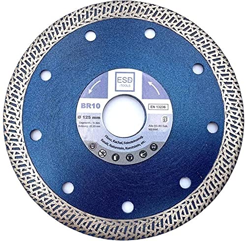Diamond Cutting Disc BR10, Natural Stone Tile with Reinforced Core Diameter 125/22/23/10 mm Segment Saw Blade