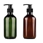 Pump Bottle Dispenser, Yebeauty 10oz/300ml Empty Plastic Shower Refillable Dispenser Soap Shampoo Pump Dispenser Containers with Pump Multipurpose for Cosmetic Kitchen Bathroom, 2-Pack Green and Brown