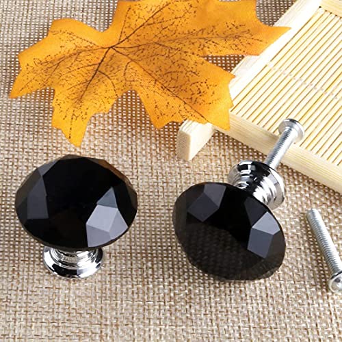 ANSIEDIO 6PCS 30mm Black Crystal Drawer Knobs Door Knobs with Screws for Wardrobe Cabinet Drawer Handles Home Decorating - Image 3