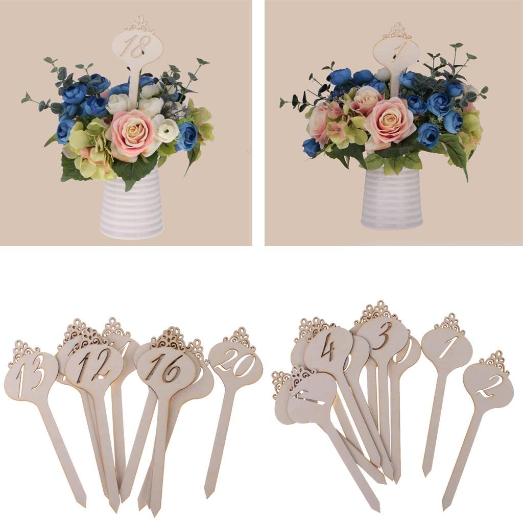 10pcs Wooden Crown Table Number On Sticks for Wedding Home Decoration 1-10
