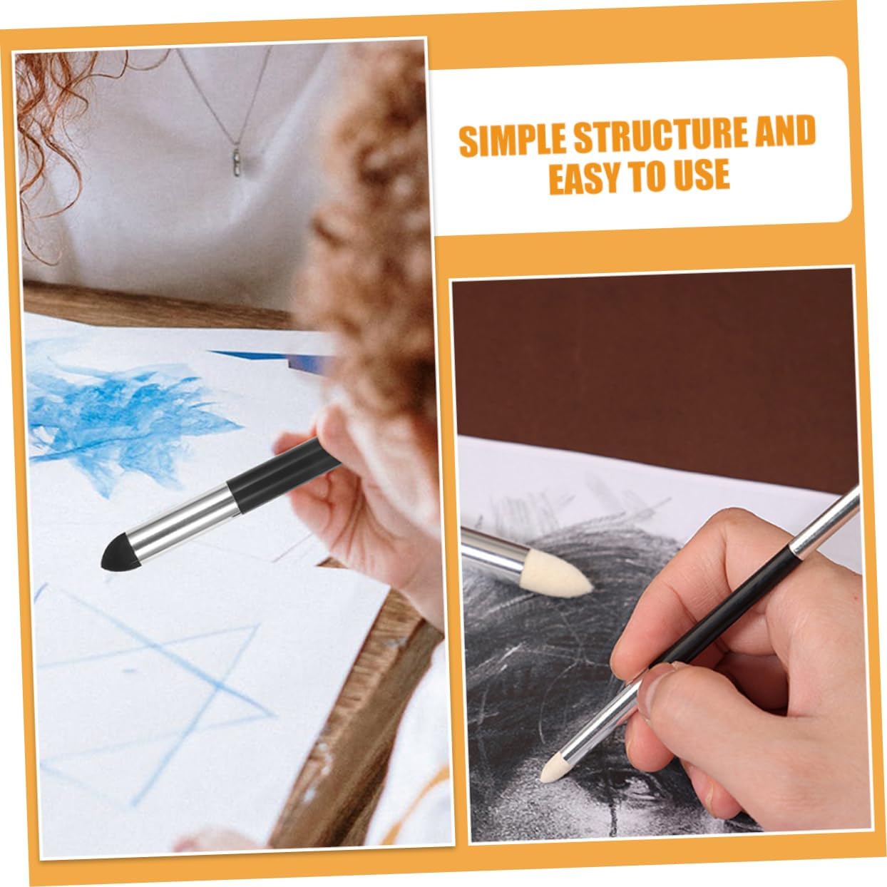 AKOOSY 4pcs Washable Drawing Sponge Wiper Set for Artists Blending Tools for Sketching for Shadows and Highlights Comfortable Grip for Easy Use for Professionals and Beginners
