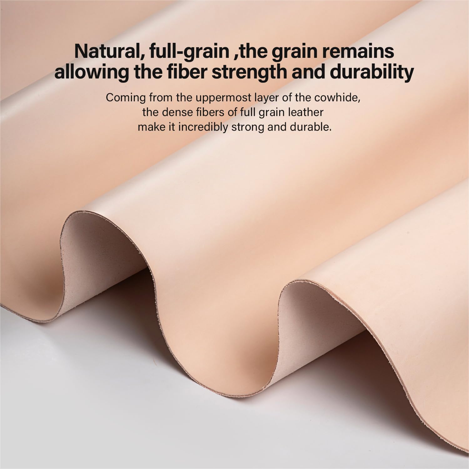 WUTA Piel de vacuno curtida vegetal, piel auténtica de grano completo, para manualidades y manualidades para tallar y teñir (30 x 60 cm, aprox. 2,0-2,6 mm de grosor)