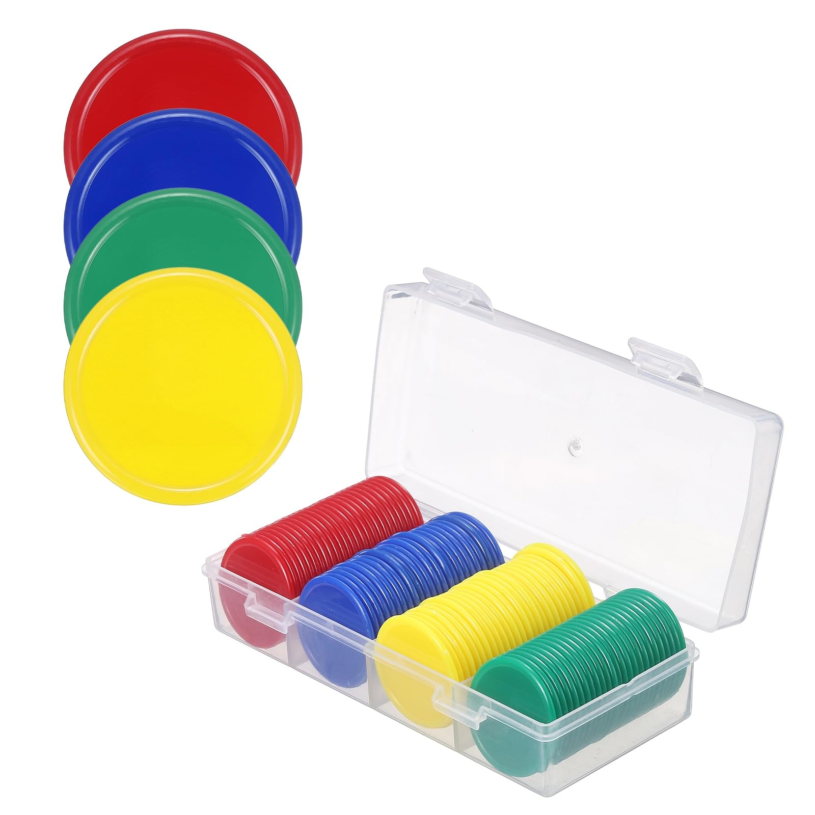 sourcing map 100Pcs Plastic Poker Chips, 31mm, Green/Red/Yellow/Blue