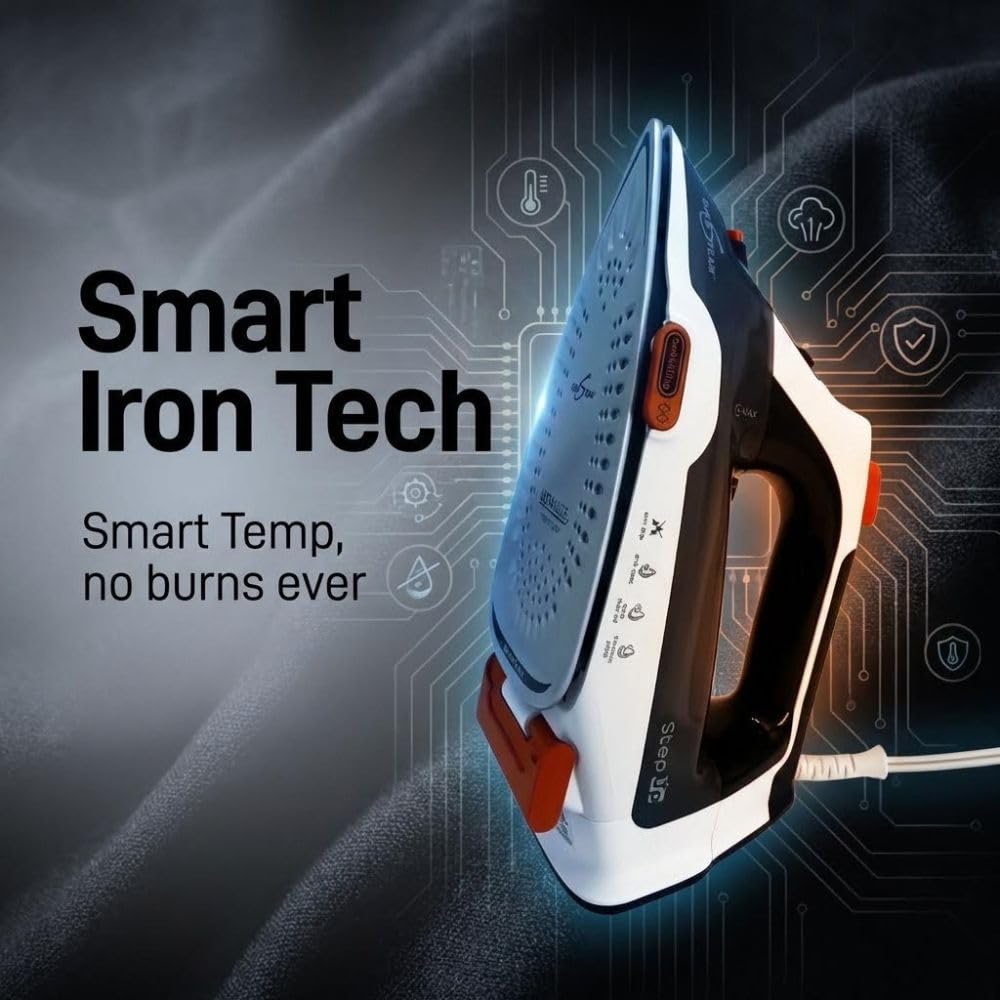 Eurosteam Step Up Bügeleisen – selbsthebendes Smart-Bügeleisen mit Keramik-Sohle – Auto-Lift-Sicherheit und intelligente Temperatur-Technologie für alle Stoffe – Bügeln neu konzipiert: intelligent