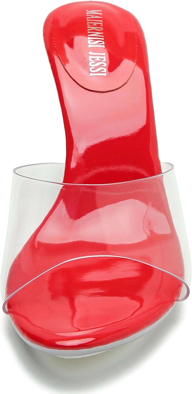 MAIERNISI JESSI Clear Heels for Women Sandals Transparent Sexy Stilletos Heels Slip on Wedding Dress Heel Mules - Image 5