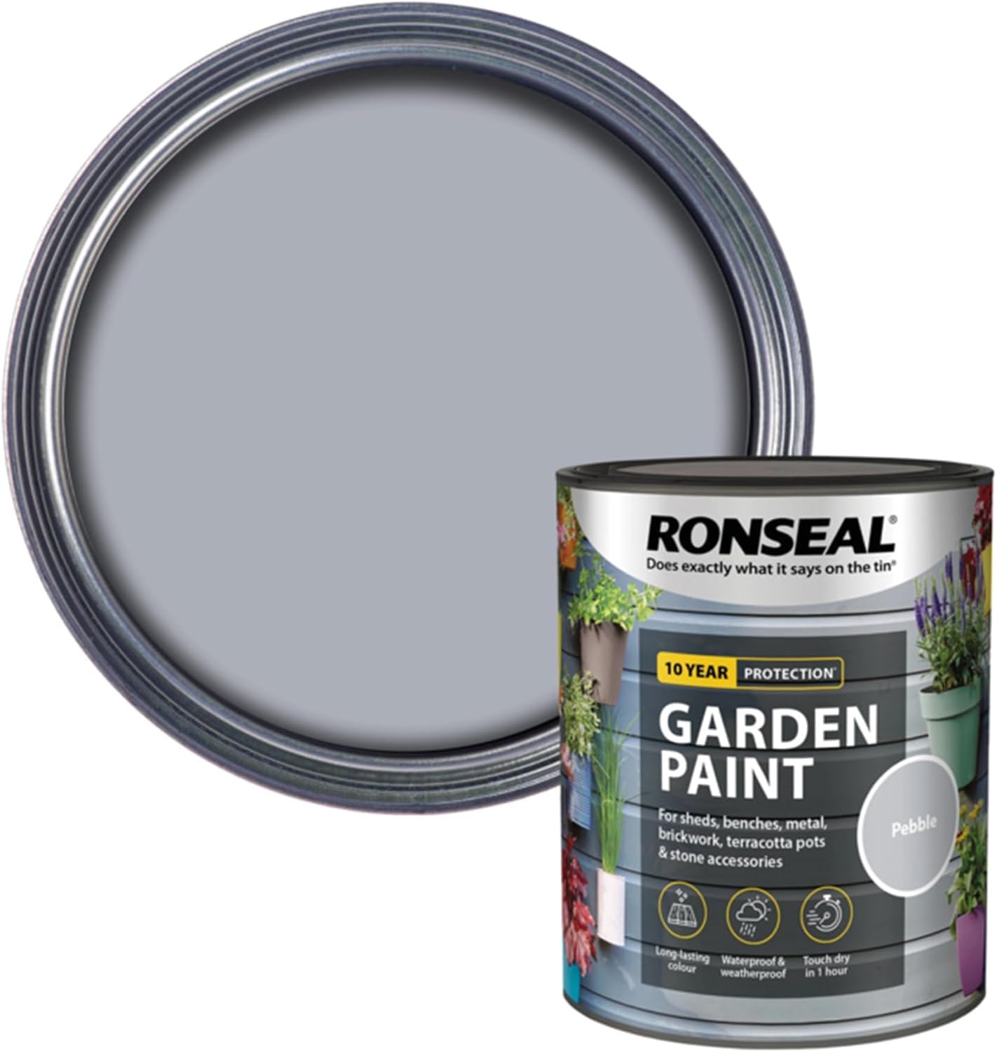 DUAYRA Garden Paint 750ml | Quick Drying Long Lasting Matt Finish | Multi-Surface Exterior Paints | For Wood, Brickwork, Bench, Stone & Metal | Outdoor Garden Fence Tough Protection (Pebble)