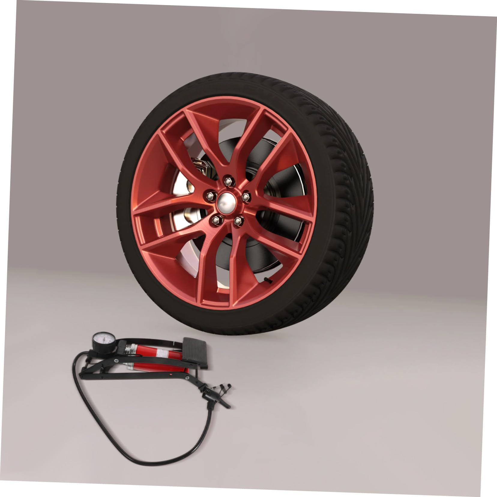 UKCOCO Bomba de Aire Pie Alta Presión para Neumáticos Coche, Metal Negro