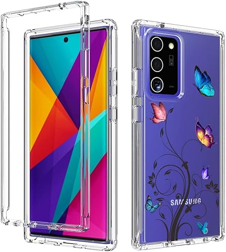 Miniatura 6 de Funda para Galaxy Note 20 Ultra 5G SM-N986U con protector de pantalla de vidrio templado, cuerpo completo transparente con protección floral para