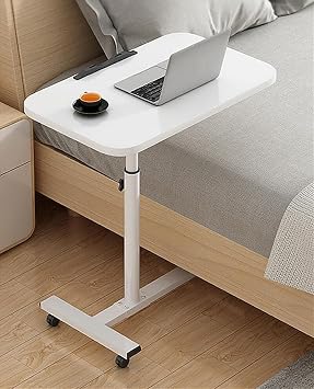 White 360  Rotation, Side Table, Laptop Stand, Multi-Functional Casters, Easy Assembly, Movable, Home Work, Multi-purpose, Lazy Desk