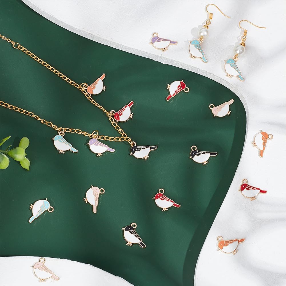 36Pcs Cute Sparrow Charms Bulk 6 Colors Alloy Enamel Bird Charms Lucky Anamal Bird Pendants Flying Animal Charm for DIY Necklace Bracelet Earrings Keychains Making Hole: 1.8mm - Image 4