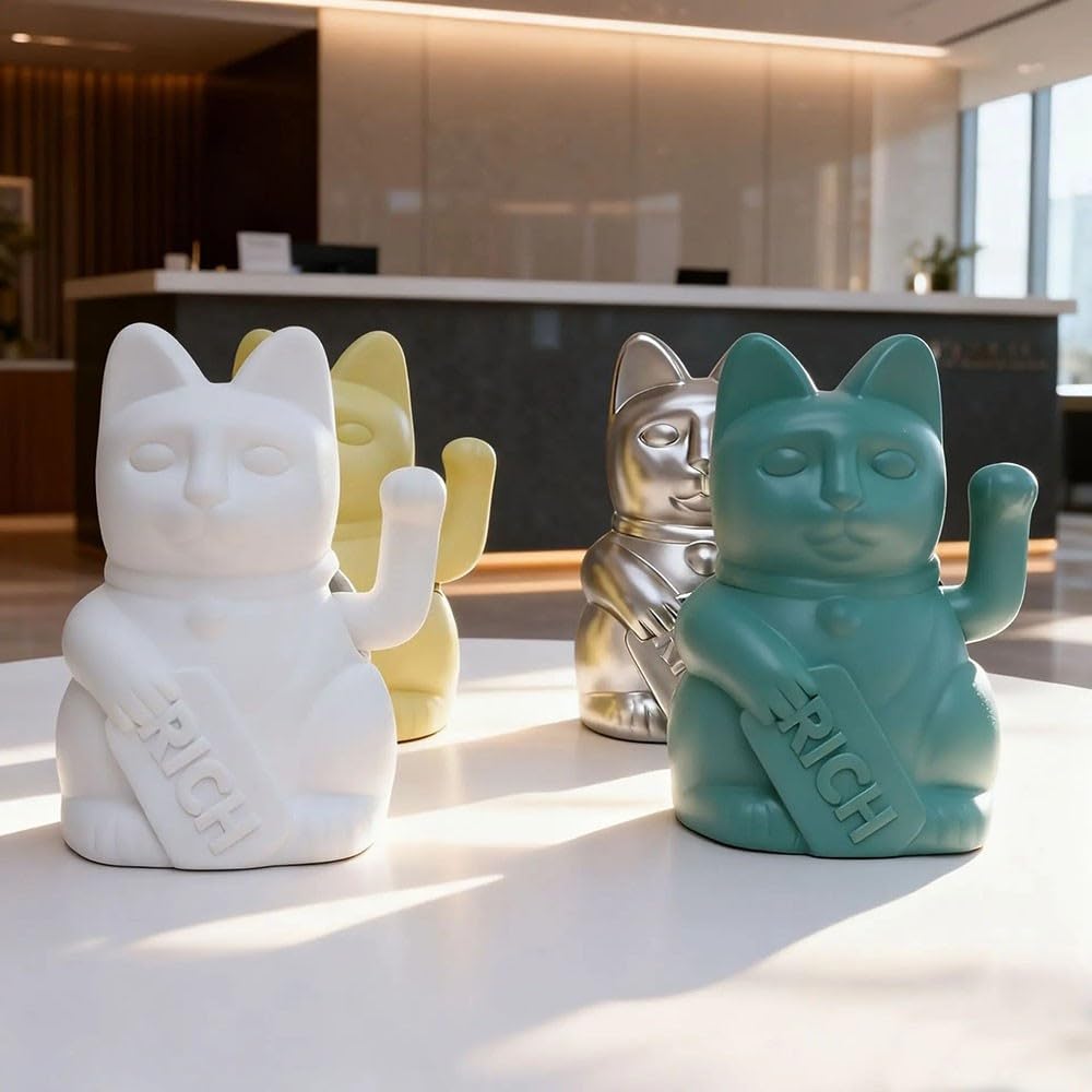 Statua Del Gatto Fortunato Che Saluta Il Gatto Che Fa Cenno Alla Fortuna