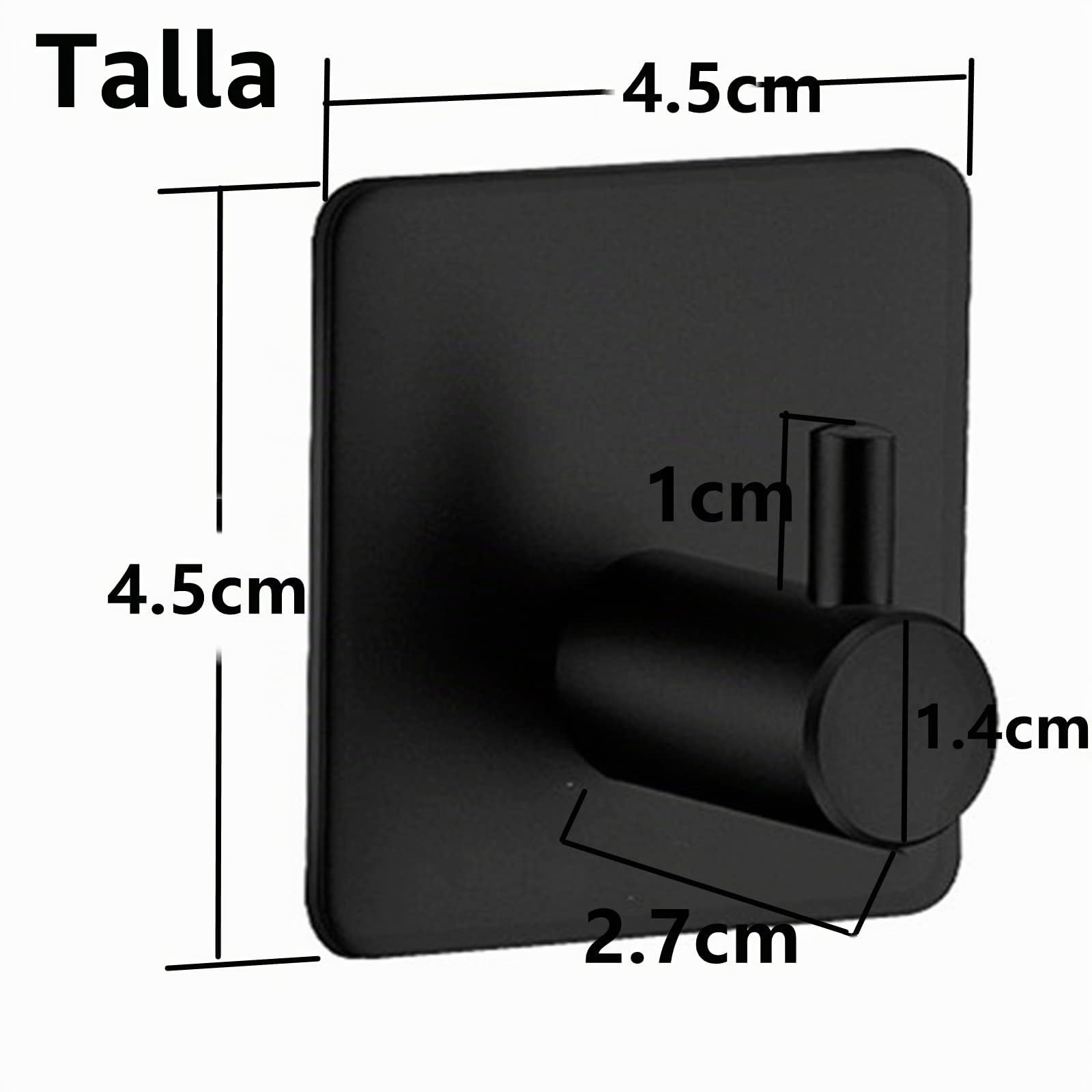 Ganchos para toallas, 6 unidades, autoadhesivos, ganchos de pared, sin agujeros, de acero inoxidable, ideal para baño, baño, cocina, oficina,negro