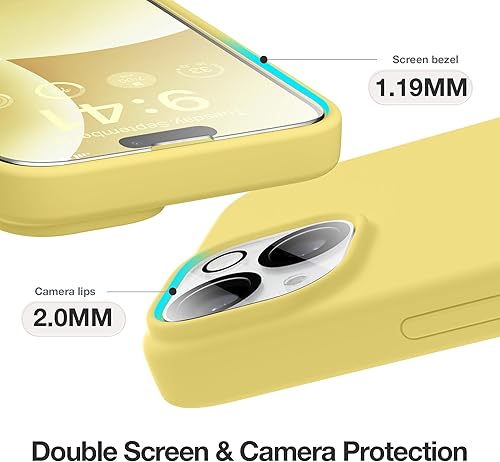 Miniatura 6 de GONEZ Funda compatible con iPhone 15, funda de silicona líquida con 2 protectores de pantalla + 2 protectores de lente de cámara, forro de