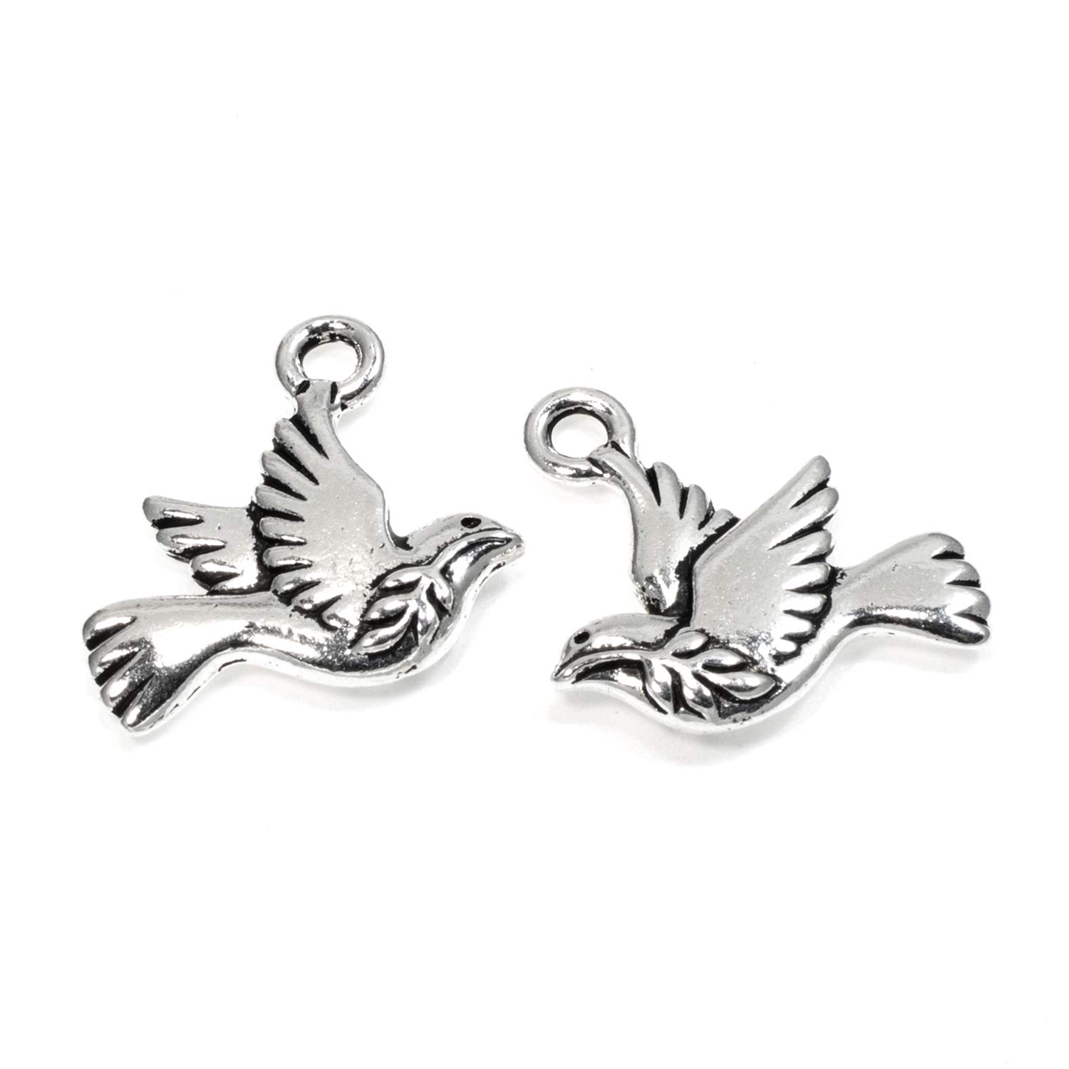 TierraCast Antiqued Silver Lead-Free Charm - Peace Dove Christmas 19mm (2)