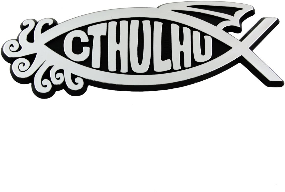 Cthulhu Fish Plastic Auto Emblem - [Silver][5 1/4'' x 2'']