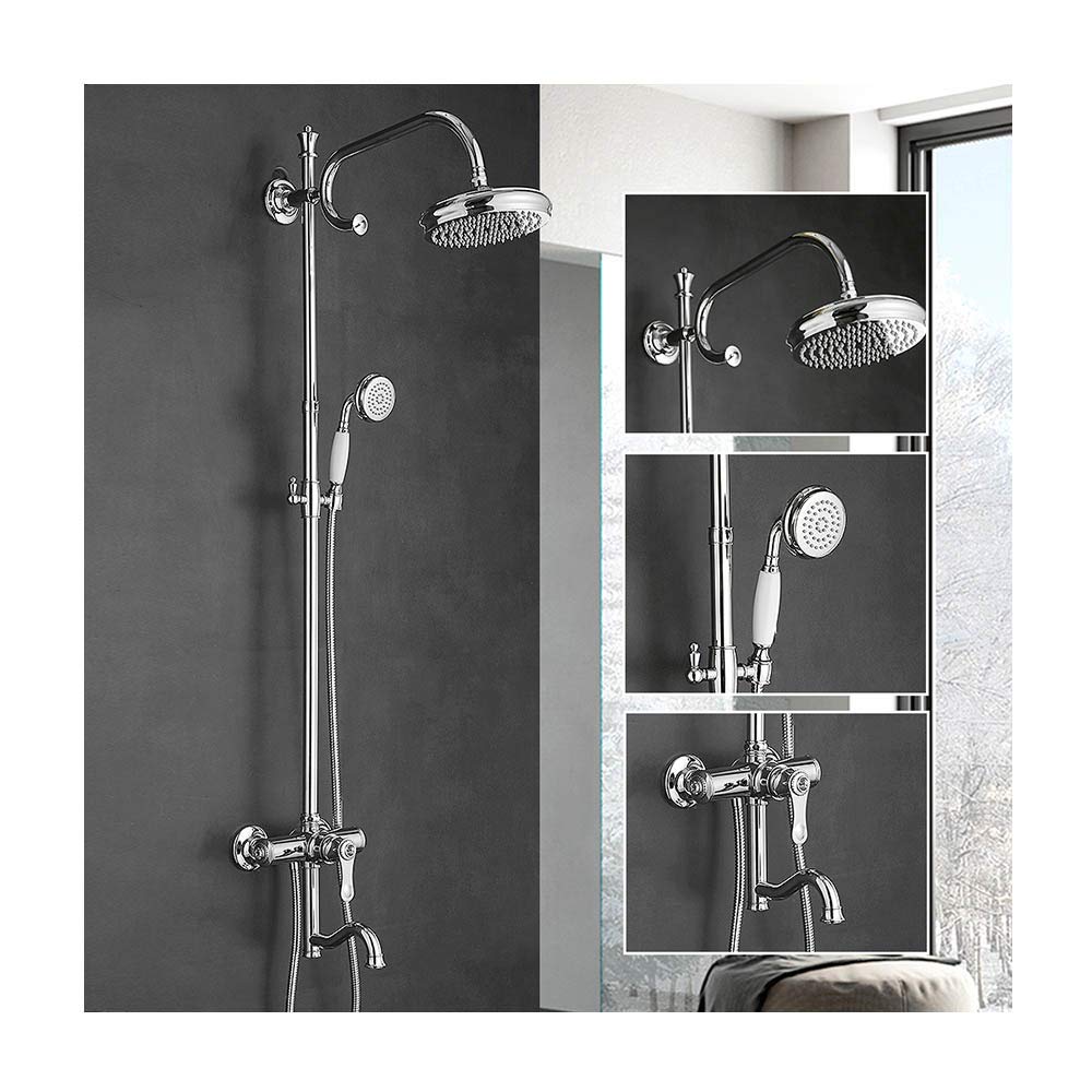 NGDFGR Shower Set 8 In Shower With Cold And Hot Water Shower Combo Set Multifunction Single Handle Shower Faucet Set With Top Rainfall Shower Head, Handheld Shower, Bathtub Spou