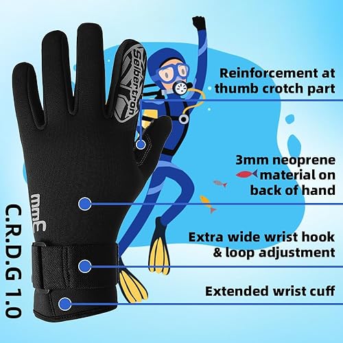 Miniatura 9 de Seibertron Guantes de buceo patentados C.R.D.G 1.0 aramida anticortes resistentes a pinchazos
