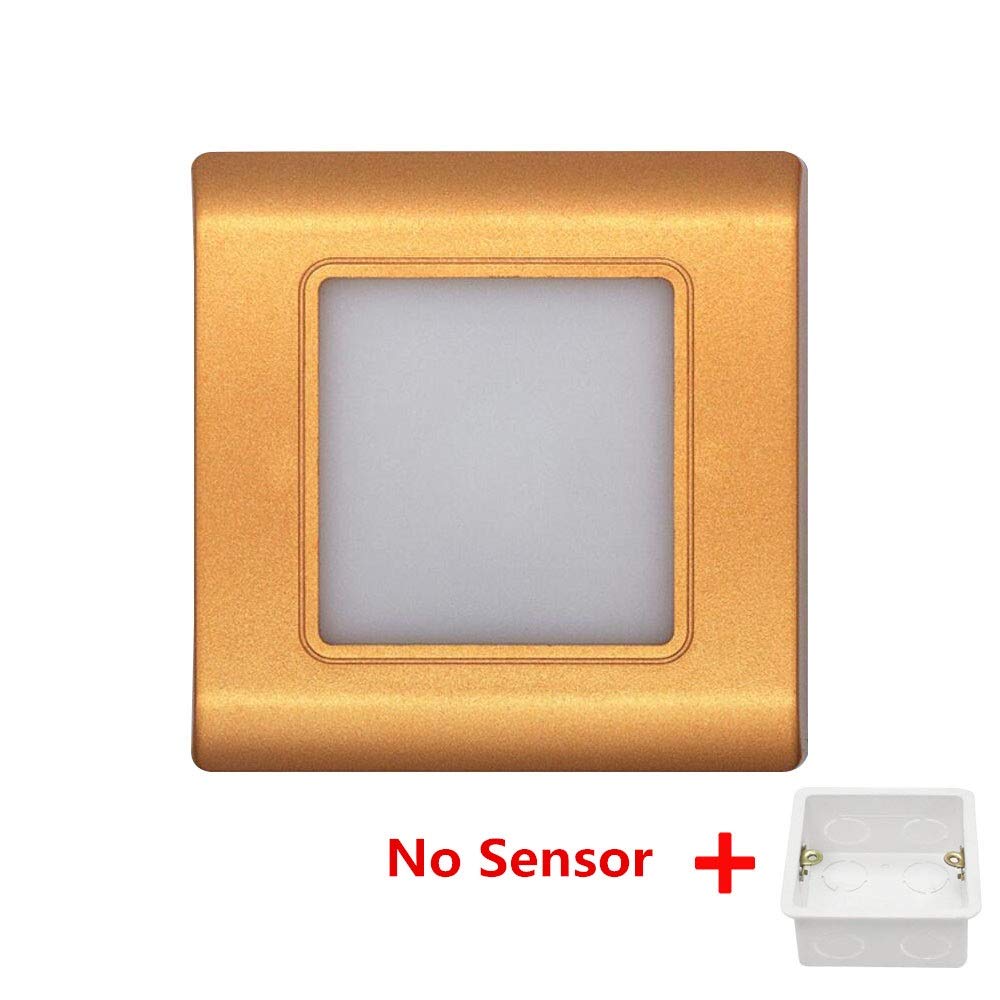 RAGGZZ Sensor de Movimiento Led Luz Led Infrarrojo Cuerpo Humano Inducción Empredada en Escalones Lámparas de Pared de Escalera Luces Nocturnas/Gold No Sensor/Cool White