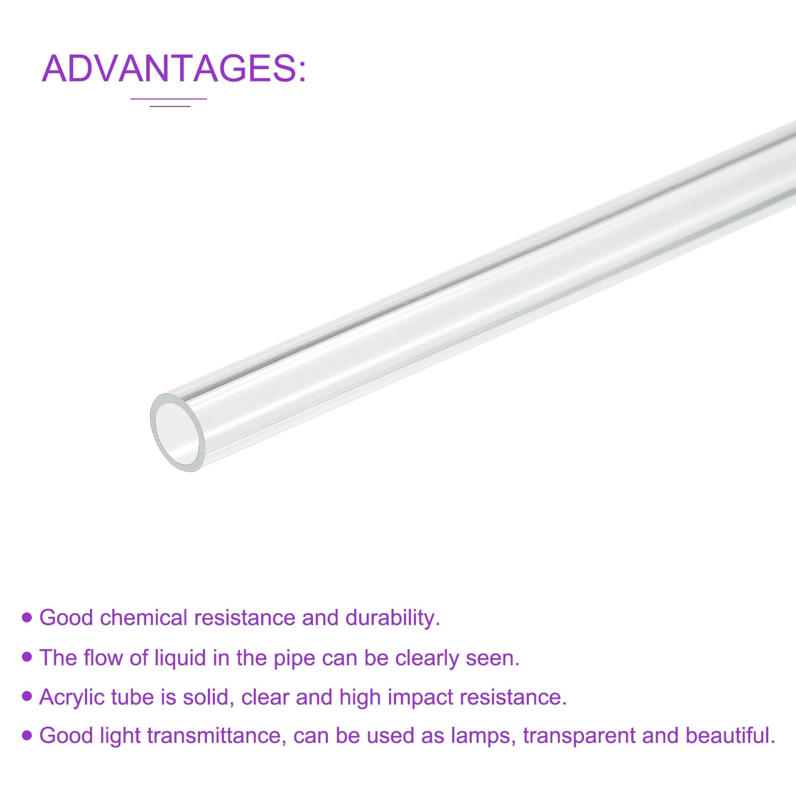 DMiotech 4Pz Tubo in Plastica Rigida in Acrilico Trasparente 6mm x 8mm (1/4" x 5/16") 10" per Tubi Acqua Acquario, Sistemi di Raffreddamento ad Acqua, Idraulica