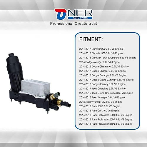 Miniatura 6 de ONER - Filtro de aceite de motor enfriador de aceite reemplaza  68105583AE 5184294AE