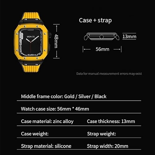 Miniatura 5 de KANUZ Alloy Watch Case for Apple Watch Series 7 6 5 4 SE 45mm 42mm 44mm Luxury Metal Rubber Stainless Steel Watch Modification Mod Kit Watch Strap