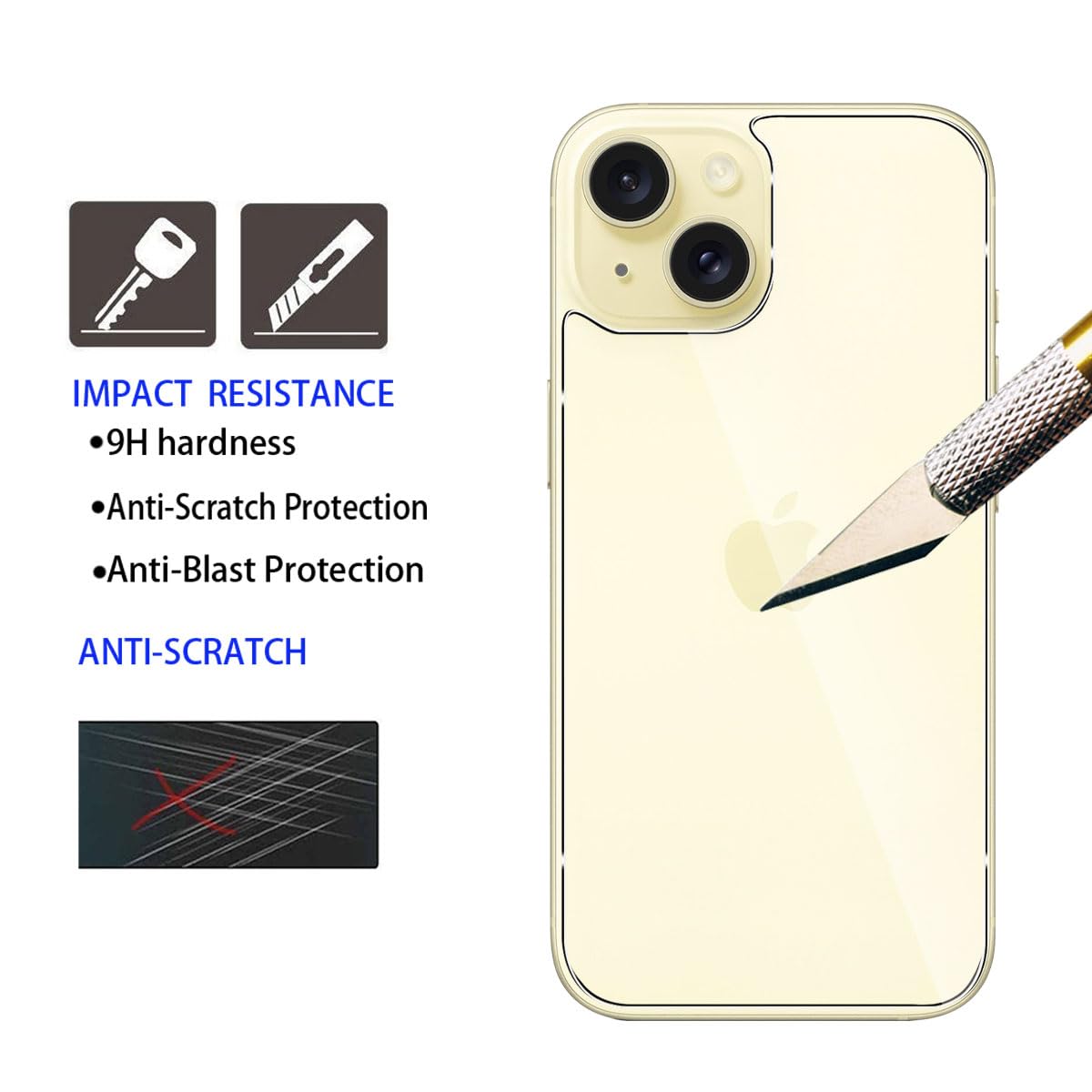 QULLOO 2 Piezas Back Pellicola per iPhone 15 Pro, Pellicola Protettiva