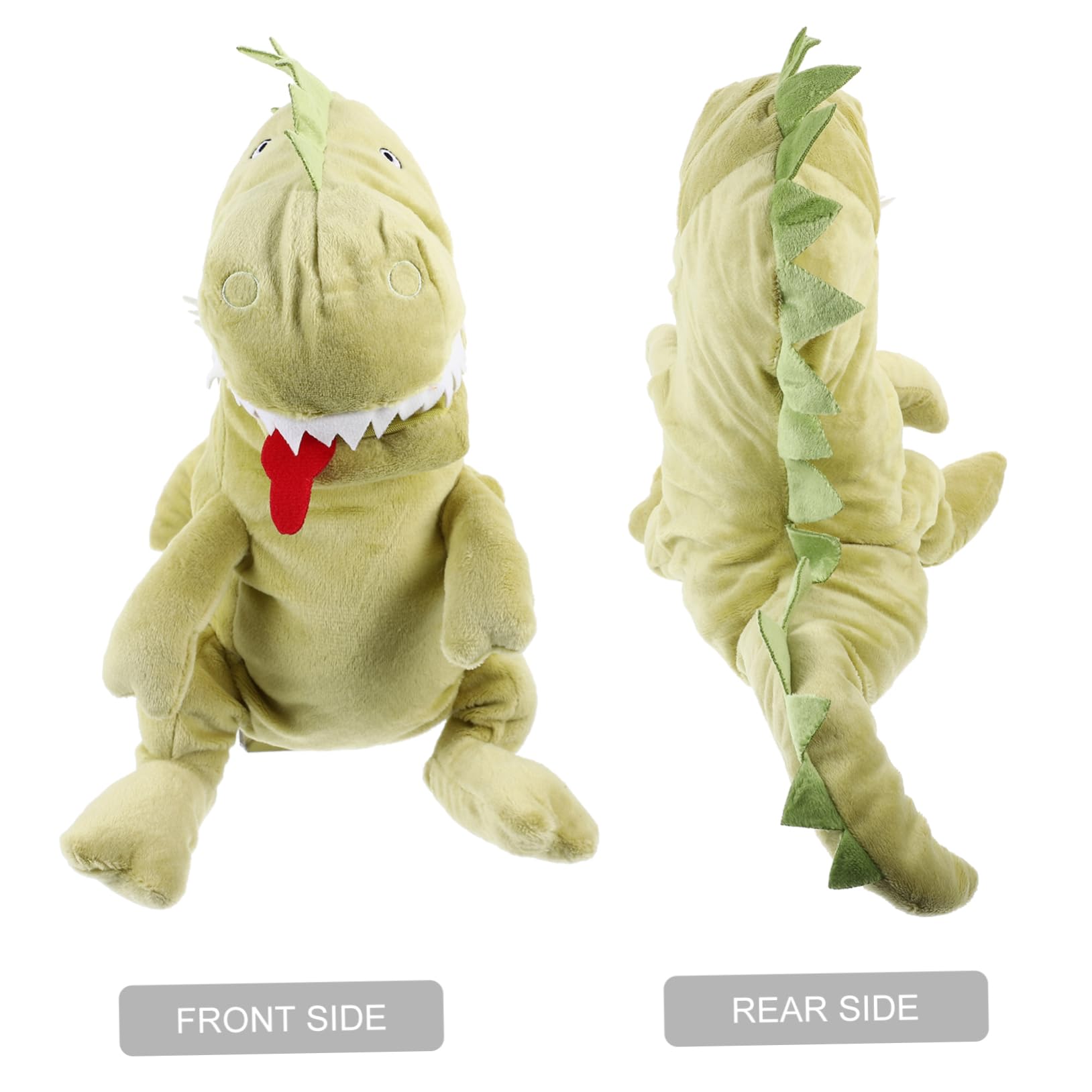 Marioneta de Mano Dinosaurio Verde de Peluche Boca Móvil | Relleno de Algodón Pp, Juguete Interactivo para Contar Historias, Uso en Escuela y Hora de Dormir