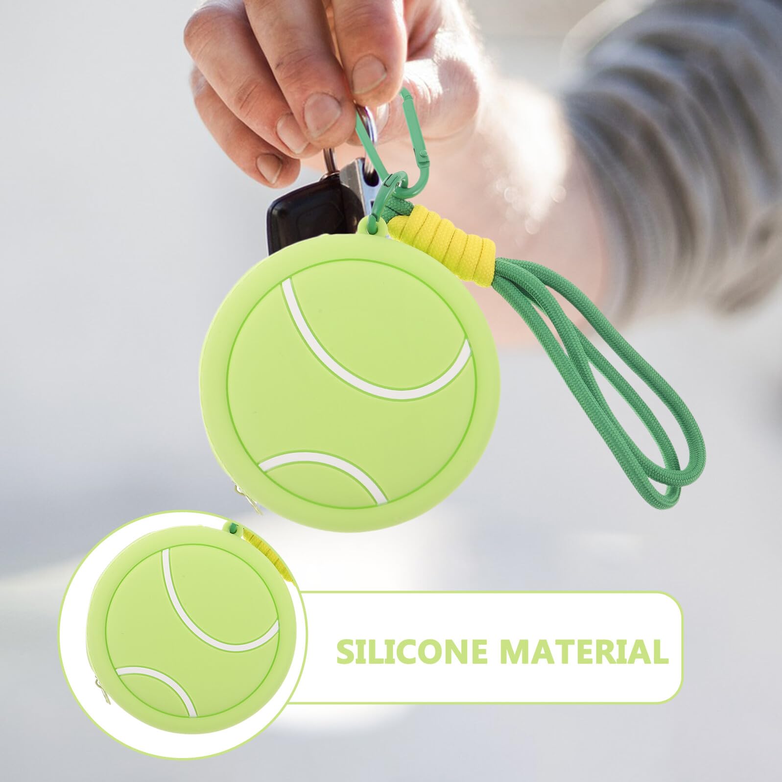 Portachiavi Sportivo Borsa Porta Monete in Pvc a Tema Tennis, Mini Portafoglio Cerniera per Ragazze, Accessorio Portachiavi per Sport di Squadra e Uso Quotidiano