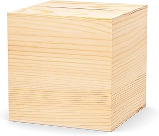 HCHANGEN Adults Piggy Bank Creative for Real-Money, Natural Wood Money Box, Can Only Save The Piggy Bank That Cannot be Taken Out (Natural, 4.72inches)