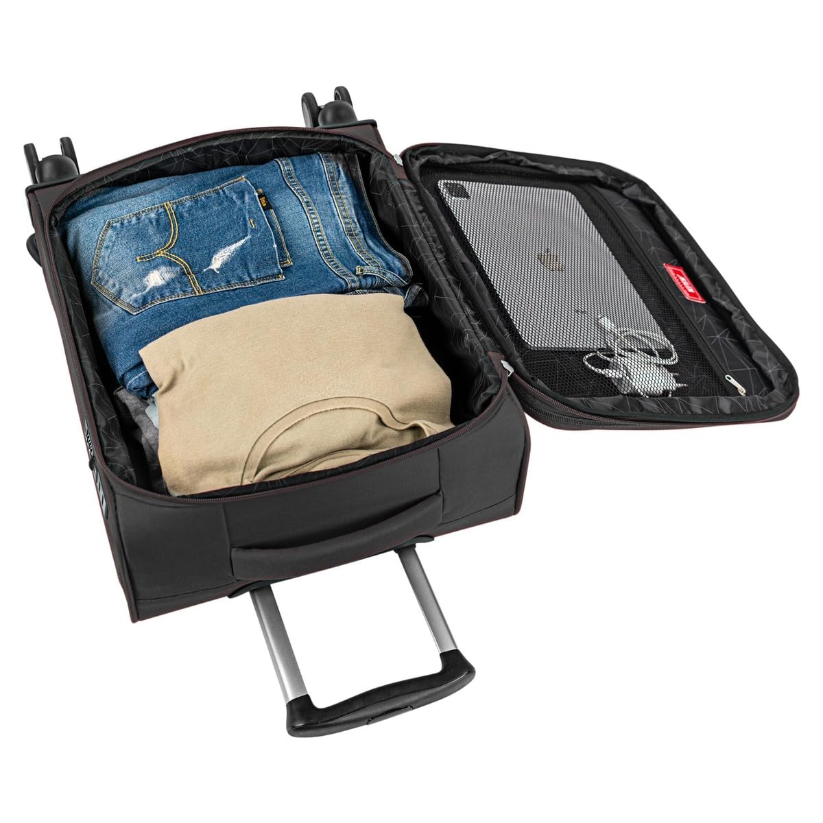 JASLEN - Valigia 55x40x20 Trolley Bagaglio a Mano. Valigie per i Tuoi Viaggi in Cabina. Trolley Bagaglio a Mano. Materiale EVA Polyester Resistente e Super Leggero, Nero