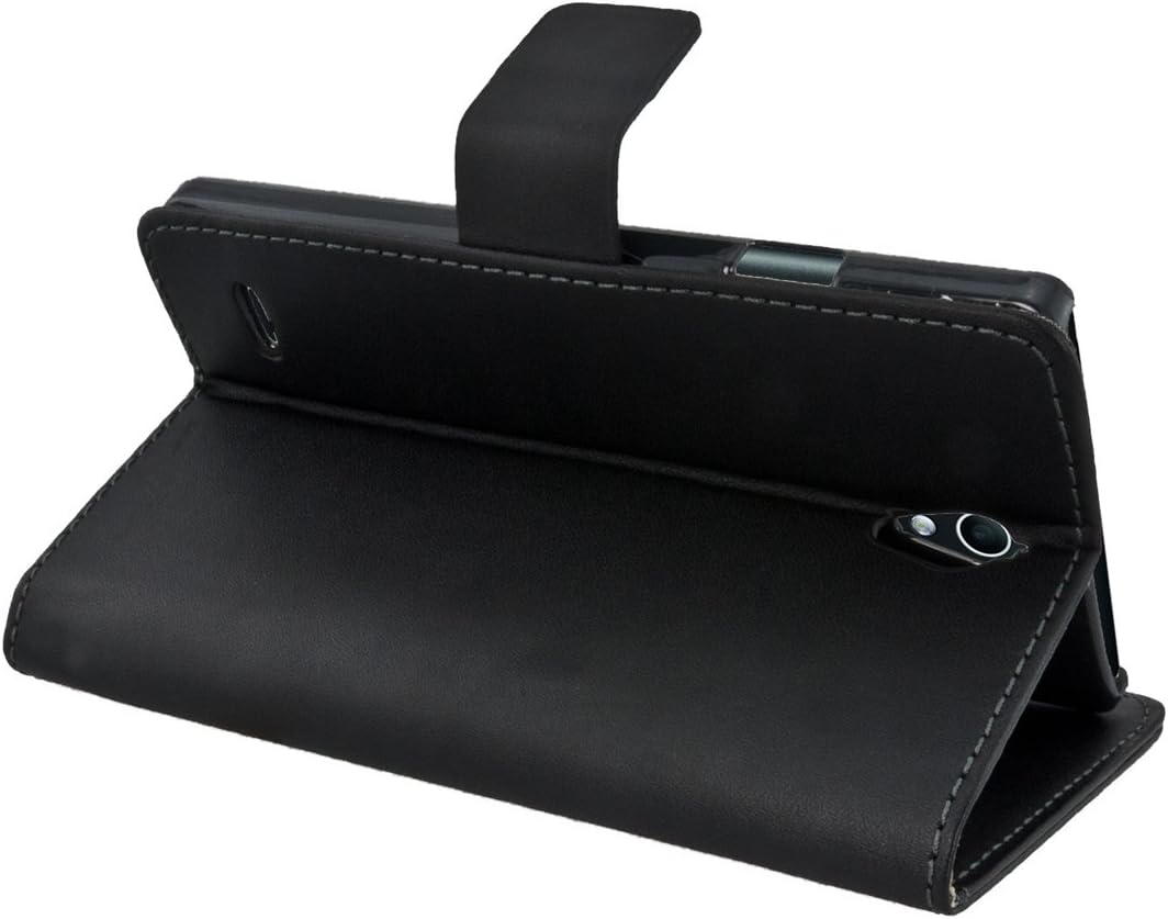 kwmobile Case Compatible with Huawei Ascend G700 - Wallet Case PU Leather Flip Phone Cover with Card Holder Slots - Black