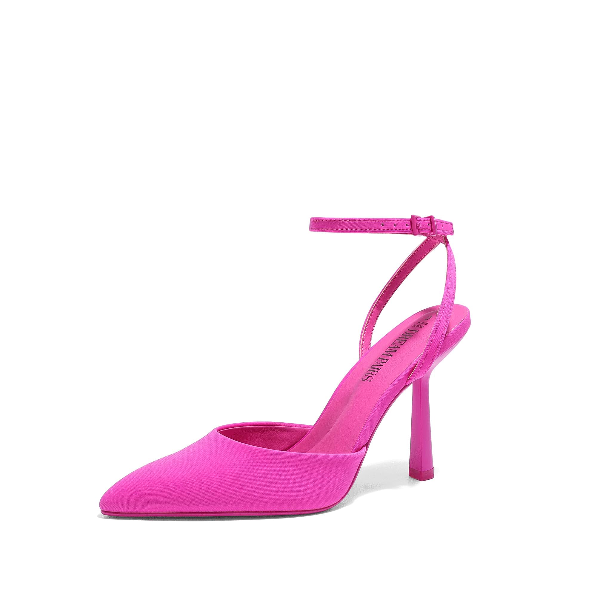 DREAM PAIRS Wysokie obcasy dla kobiet zamknięte szpiczasty nosek sukienka buty dla kobiet pasek na kostce szpilki impreza ślub seksowne czółenka, Gorący róż, 40.5 EU