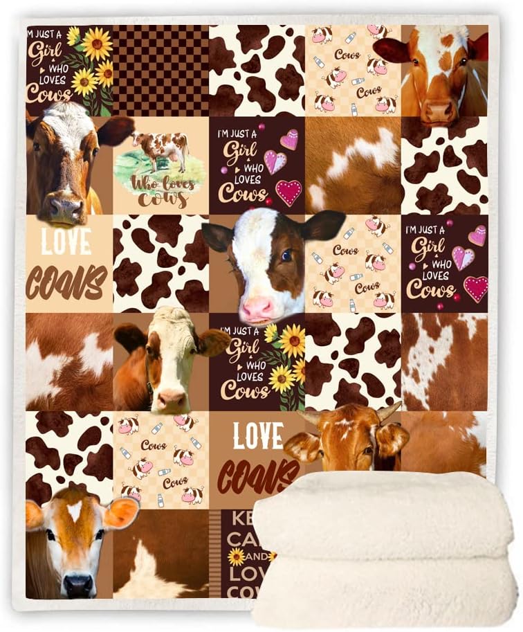 Cow Print Blanket Cow Decor Bedding Throw Blanket Gifts for Girl Women Christmas Birthday Valentine's Day Soft Cute Farm Animal Print Cow Blanket Gifts (50"x 60") - Image 4