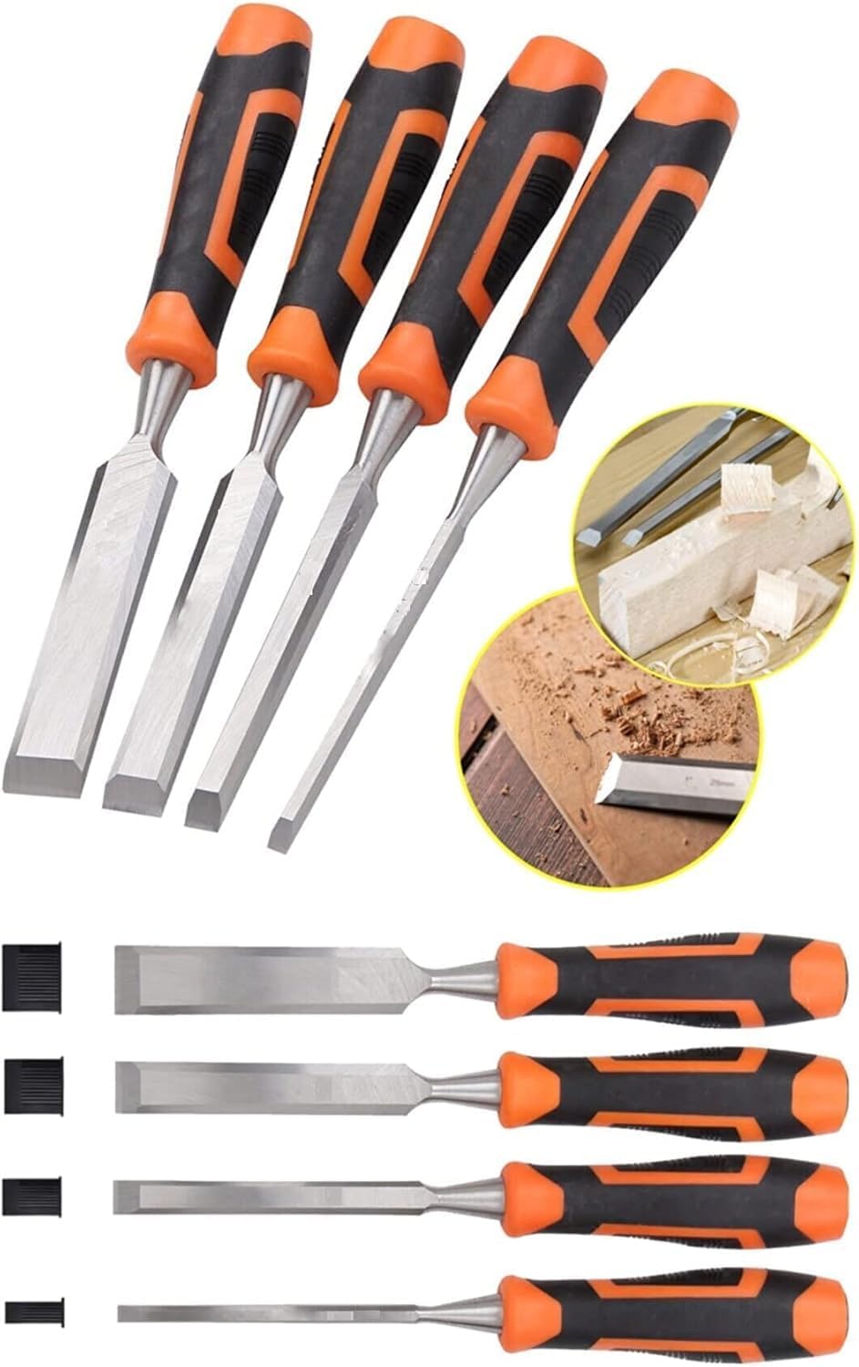 AEE® 4’lü Ahşap Oyma ve Marangoz Seti – 6 mm, 12 mm, 18 mm, 24 mm Profesyonel Keski Seti | Kaymaz Ergonomik Saplı, Çelik Uçlu, Ahşap İşleme El Aleti Eğe Takımı