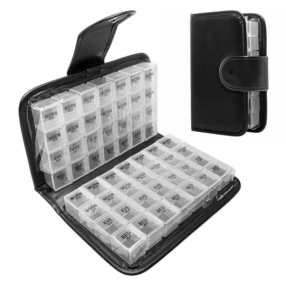 Daily Weekly Pill Box Organizer Medicine Travel Case 14 Day AM PM Planner