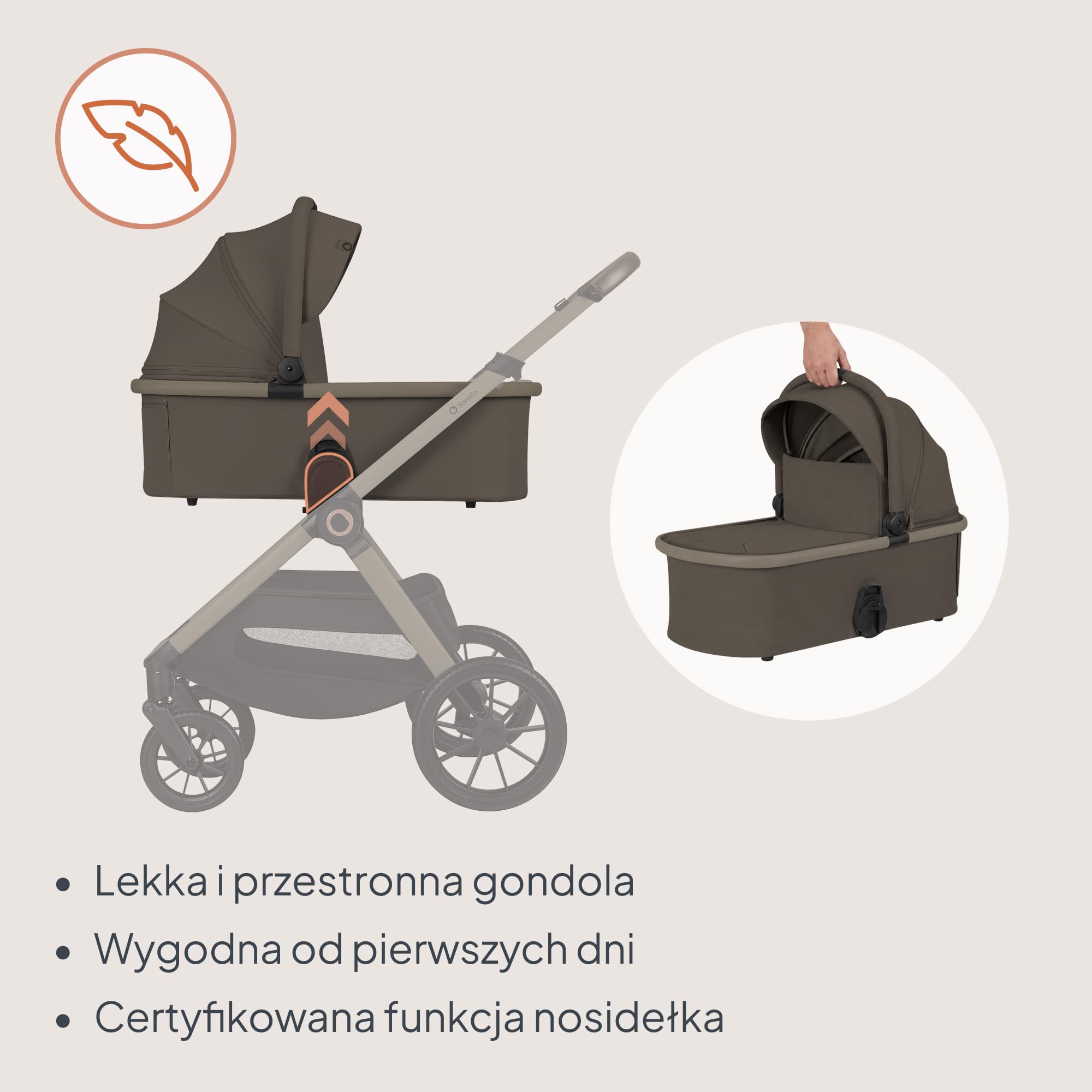 Lionelo Layla Wózek dziecięcy 3 w 1 (0-4 lata, 0-22 kg), zestaw systemów podróżnych z fotelikiem dla niemowląt, rozmiar I 40-87 cm, wanienka dla niemowląt i fotelik sportowy, pozycja leżąca