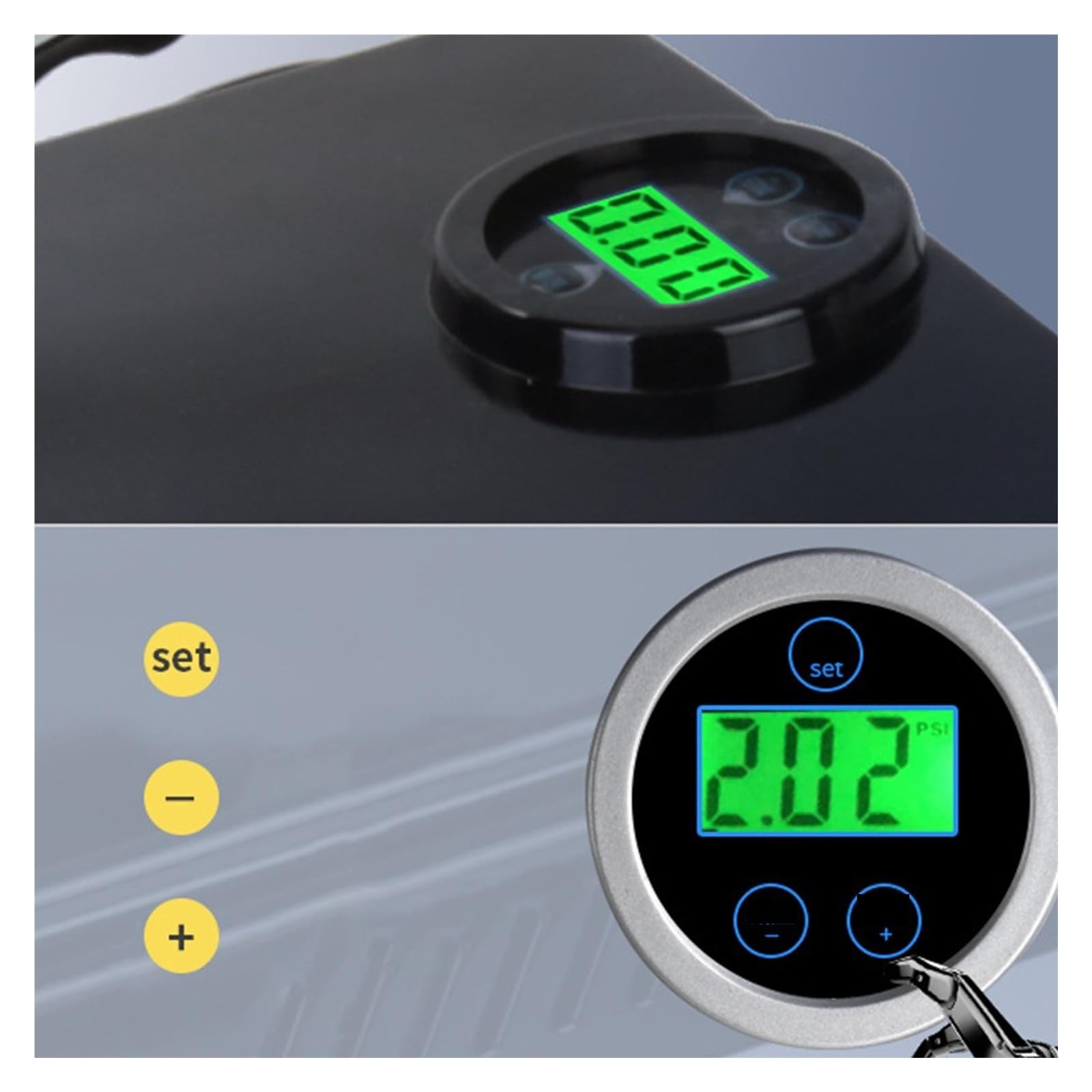 Pompka powietrza, 2 szt. Pompka do deski wiosłowej elektryczna przenośna, 20 PSI 110 W 12 V pompka z diodą LED