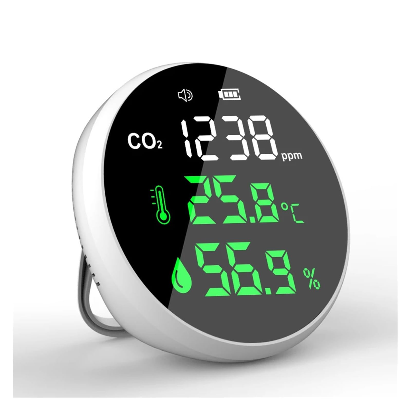Mini Detector de CO2 de Escritorio con Pantalla LED, termómetro e higrómetro for la Calidad del Aire en casa y autocaravanas. Fechas en Tiempo Real