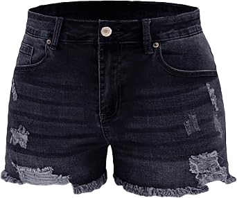 Atditama Womens Summer Ripped Jean Shorts Stretch Skinny Frayed Denim Shorts Beach Casual Women Shorts