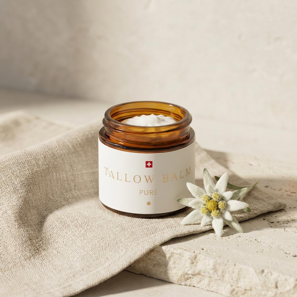 Balm Pure – Rindertalg Creme geruchsneutral für Gesicht & Körper | Beef Tallow Gesichtscreme bei trockener Haut | Naturkosmetik ohne Chemie, grasgefüttert, Swiss Made | 60 ml