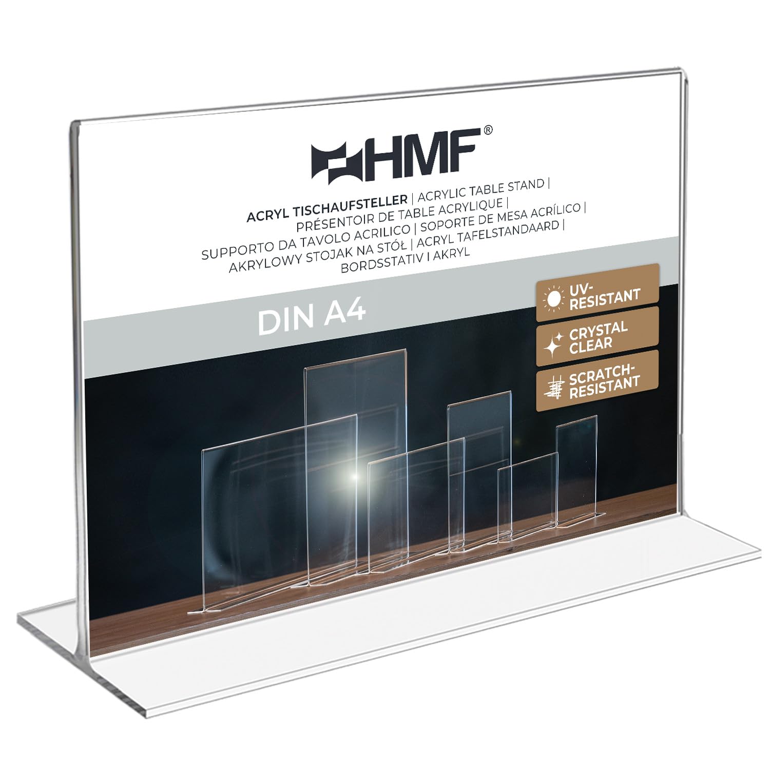 HMF 46925 Acrylic Menu Holder upright | DIN A4 Landscape Format | Transparent