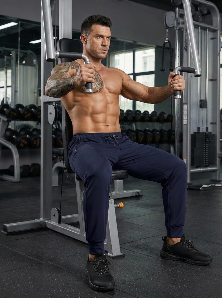 Pantalones deportivos para hombre con bolsillos con cremallera, ligeros para gimnasio, correr y uso diario — view 3