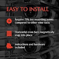 Vista 3 de DLDIRECT Estante de vino de metal montado en la pared, estante de vino colgante para almacenamiento de vino en la pared, barra de vino, estante